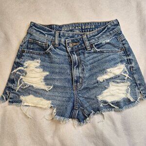 American Eagle Outfitters Blue Distressed Jean Shorts